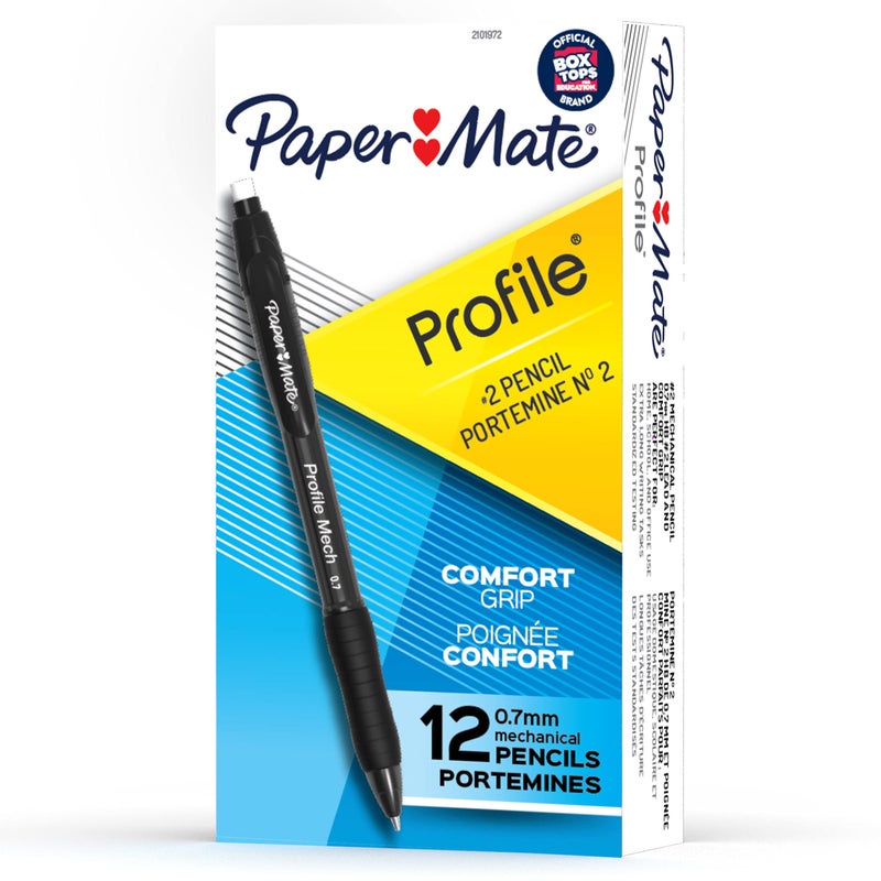 Paper Mate Profile Mech Mechanical Pencil 0.7mm #2 Pencil Lead Great for Office Supplies Classroom Supplies Drawing Pencils Sketching Pencils Black 12 Count - Image 1